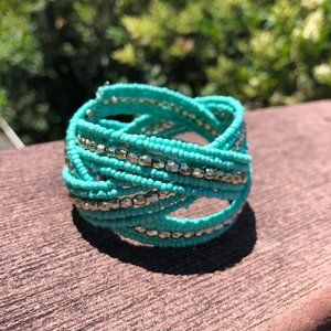 ‼️Turquoise and Silver Beaded Bracelet‼️